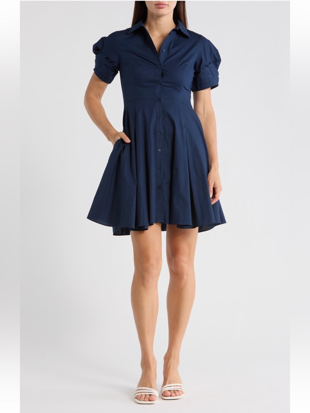 Ted Baker Balloon Sleeve Shirtdress- Classic Navy (Runs 2 Sizes Smaller)